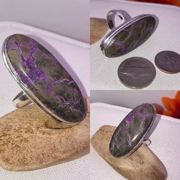 6pcs Handmade Ring Set Mookaite Jasper Purpurite Amber Gemstone - Picture 3 of 9